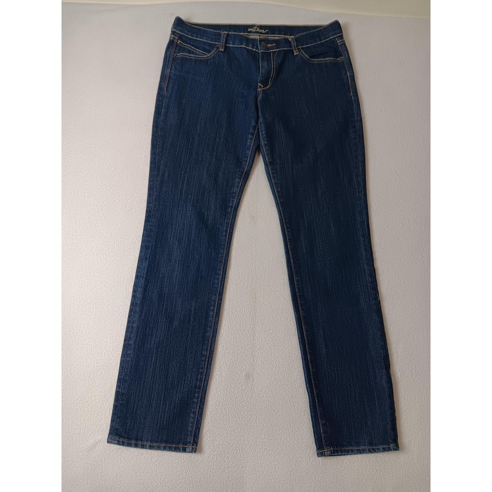 Old Navy The Diva Straight Jeans Womens 10‎ Long Blue Dark Wash Stretch Denim